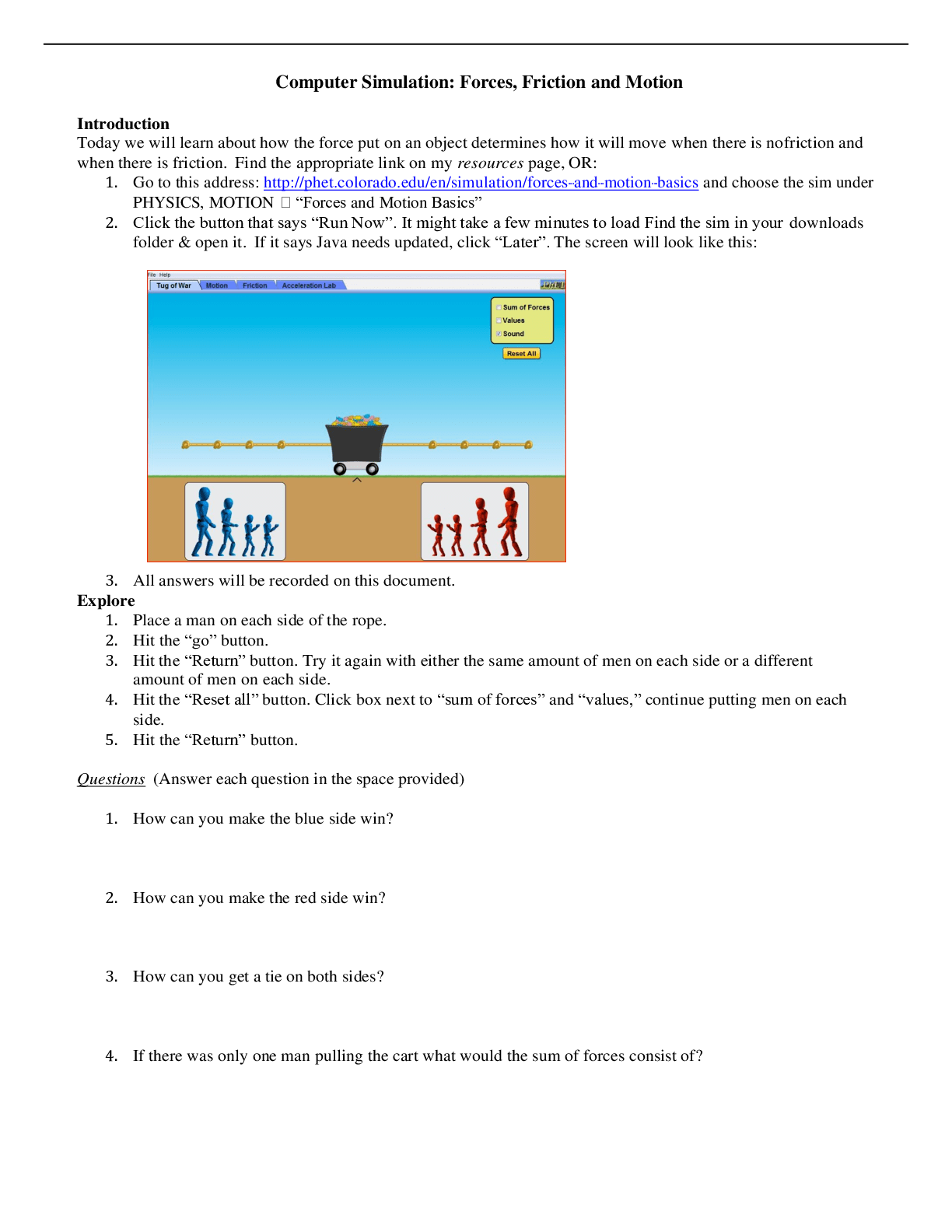 Phet Lab Sim Forces & Motion Basics Browsegrades